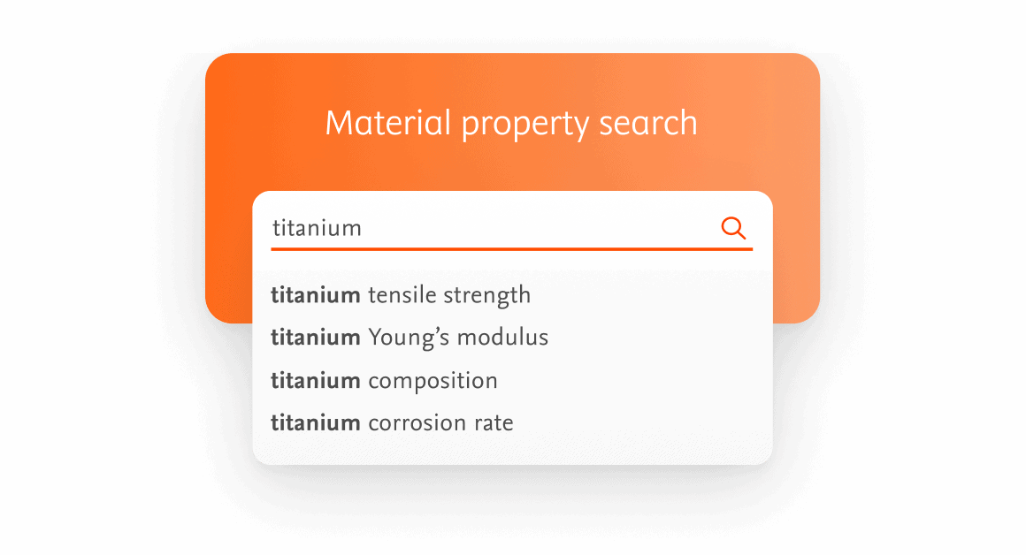 UI illustration showcasing Knovel material property search